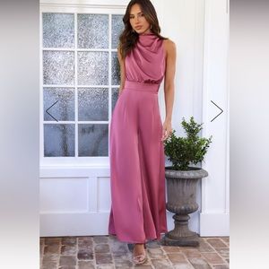 pink jumpsuit- high neck